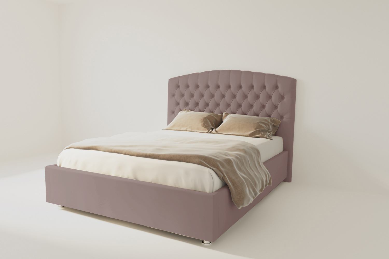двуспальная кровать бежевого цвета