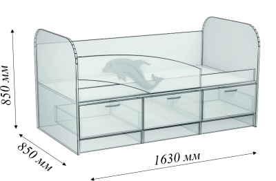 Кровать Дельфин-1, 1,6м. левая васильковый